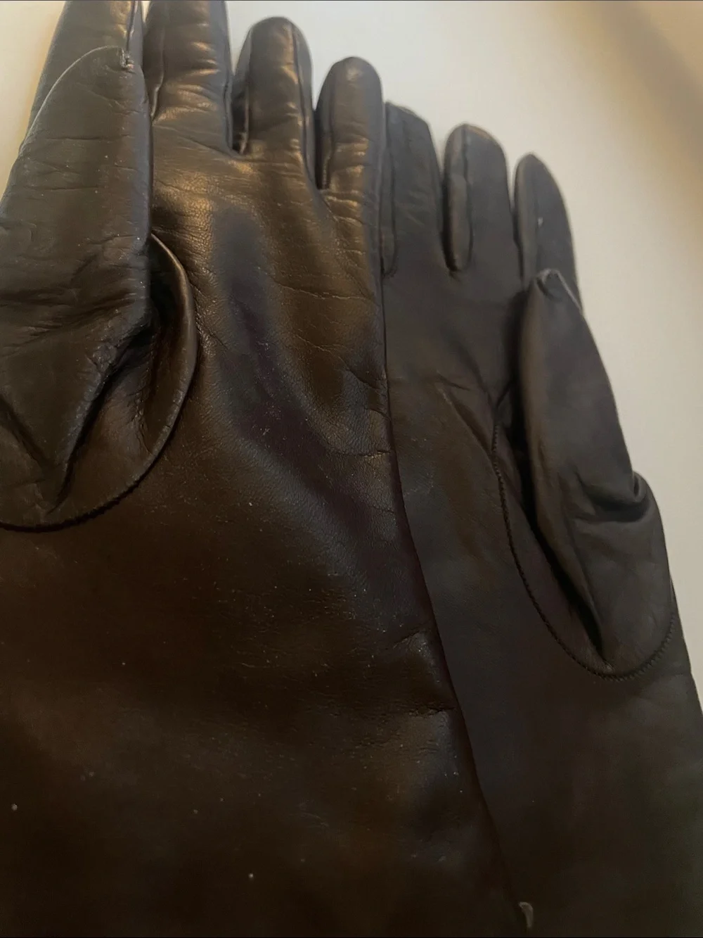 Coach  woman Brown Leather Gloves with Script Logo cashmere lining